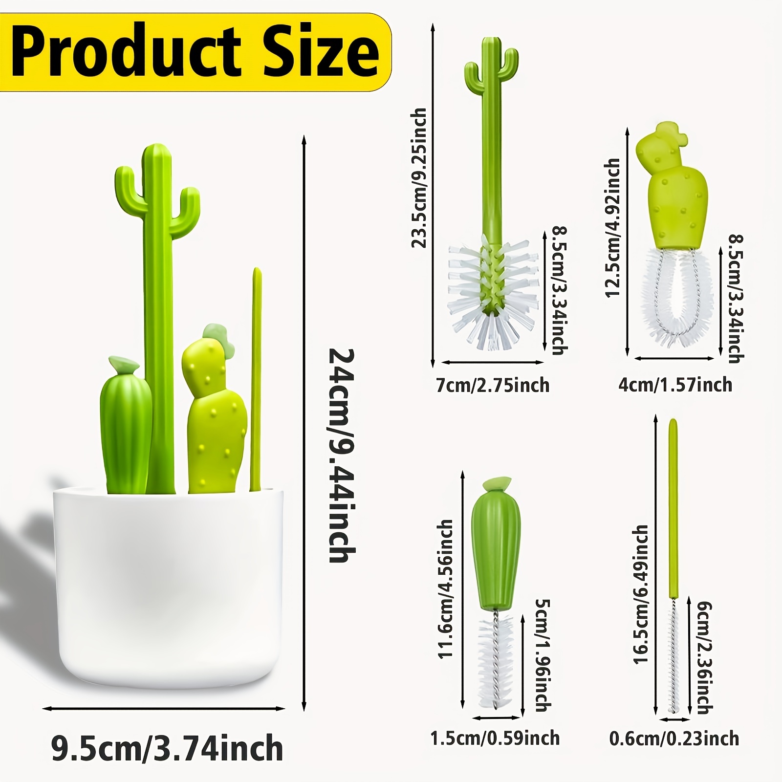 Cactus Cleaning Brush Set For Cup And Straws Cup Brush - Temu