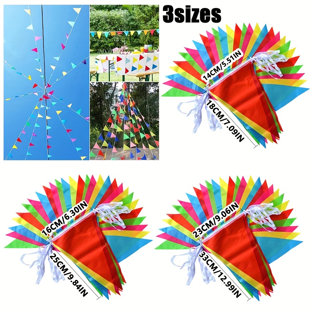 

3 tailles de fanions colorés bannière multicolore fanions bannière en nylon tissu fanions pour les fêtes et les décorations de magasins