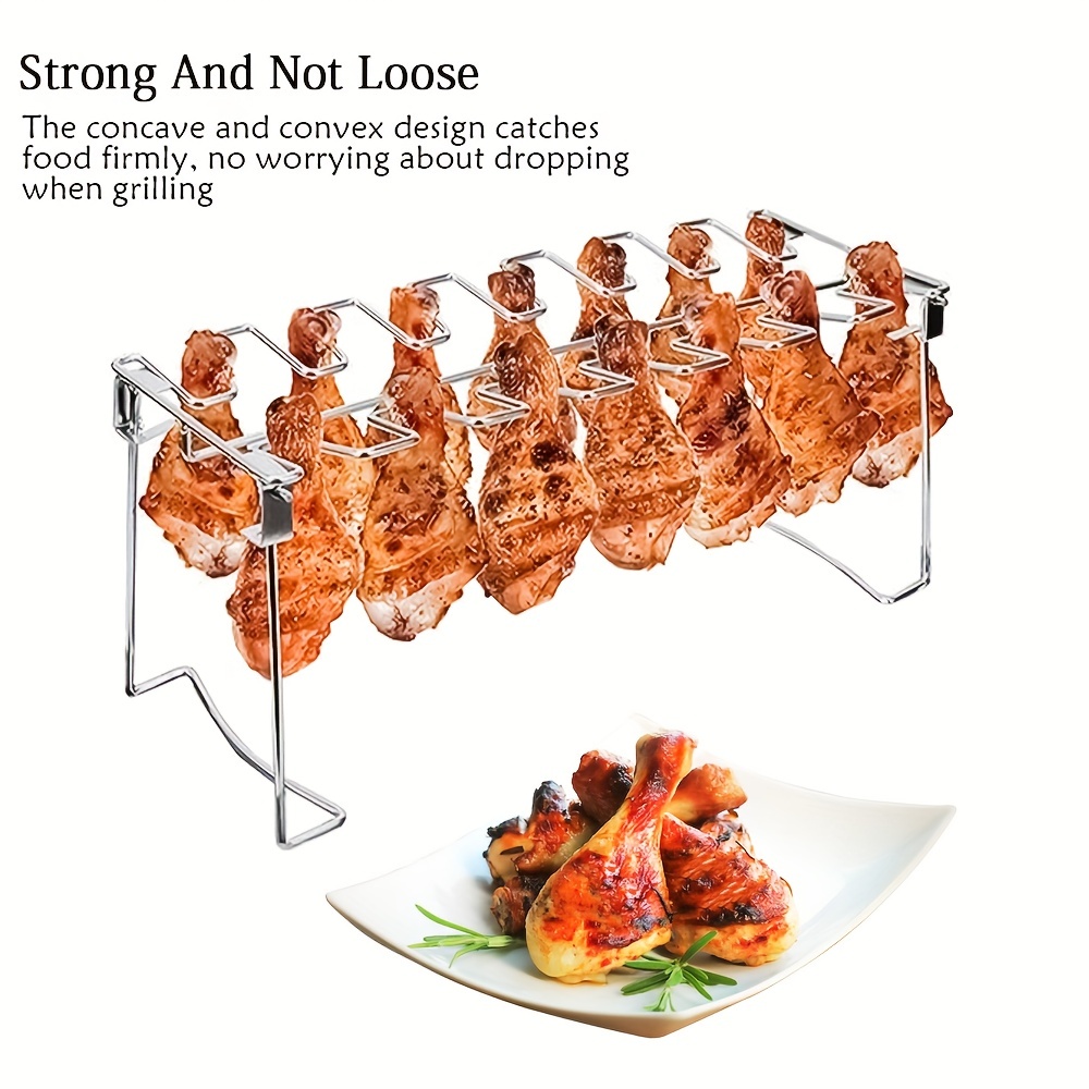 Chicken Leg And Wing Rack For Grill Smoker Oven - Easy To Use 12 Slots  Chicken Leg Rack - High Grade Stainless Steel Chicken Wing Rack Chicken