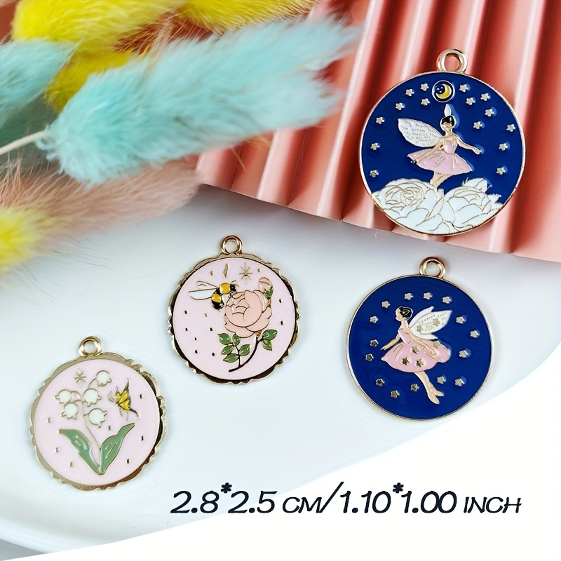 1 Box 24Pcs 6 Style Fairy Tale Charms Enamel Fairy Charm Bulk Angle Wings  Alloy Flower Bees Mushroom Rose Charm for Jewelry Making Charms DIY  Bracelet