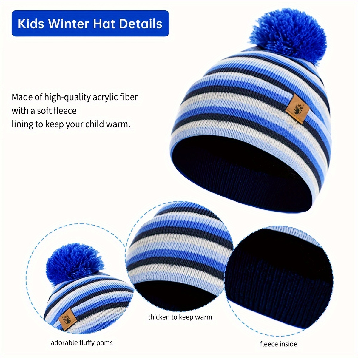 Winter Fleece Lining Pompom Beanie and Scarf Set for Teen Girls