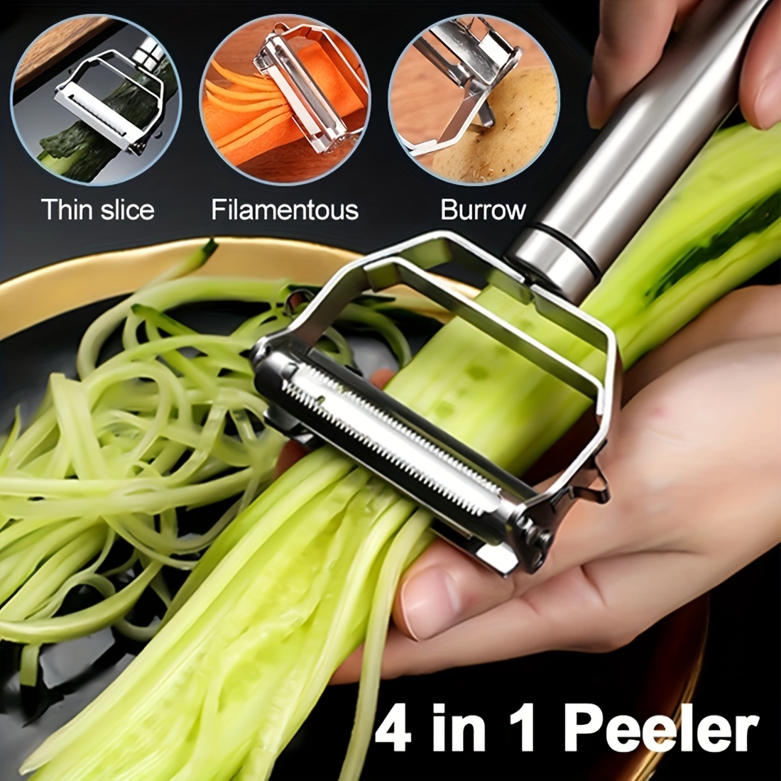 3-in-1 Vegetable and Fruit Peeler Carrot and Potato Peeler Durable Kitchen  Slicer and Grater as Your Cooking Aid (4Pcs) 