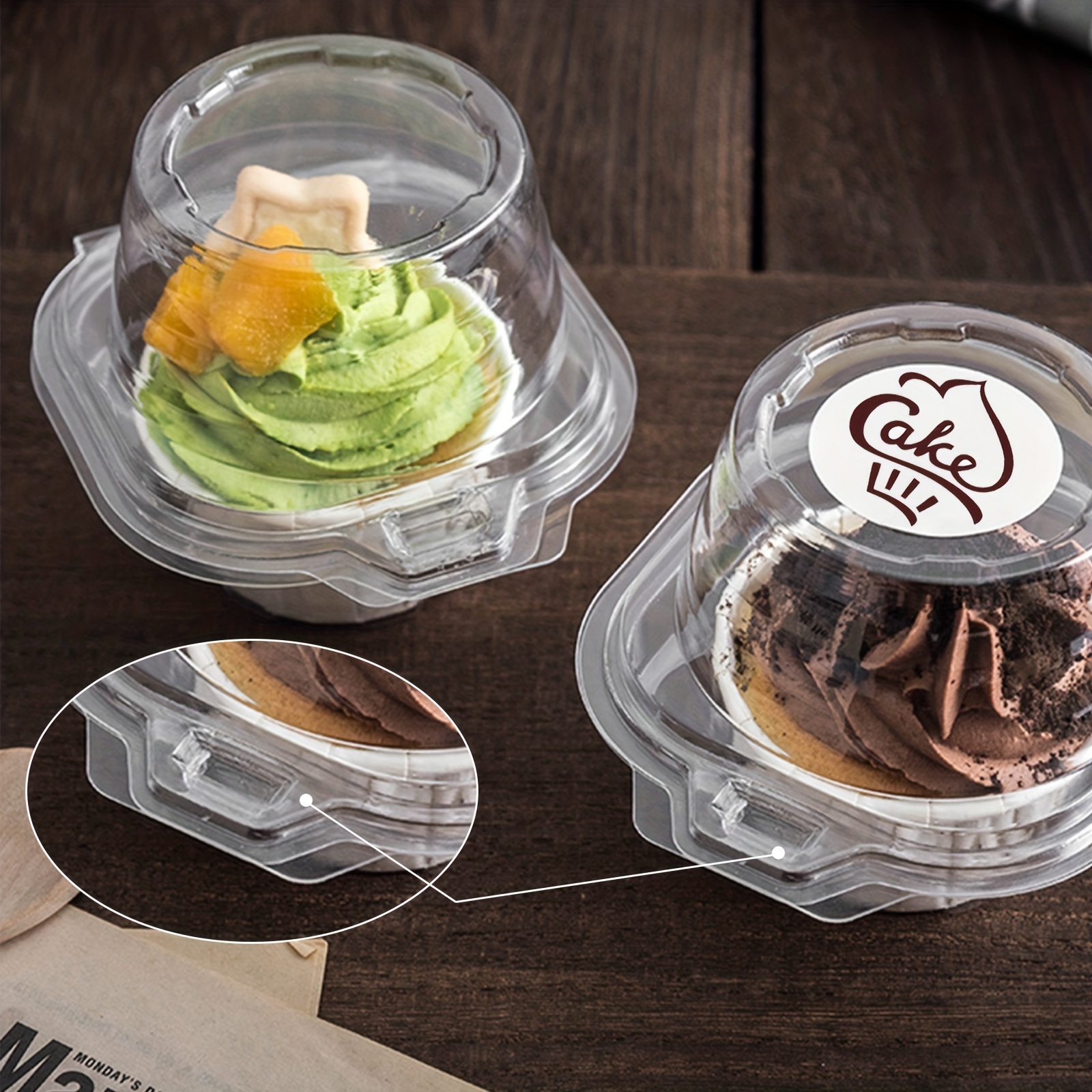 20PCS Transparent Cake Box Pudding Cup Cover Lid Disposable Plastic  Container