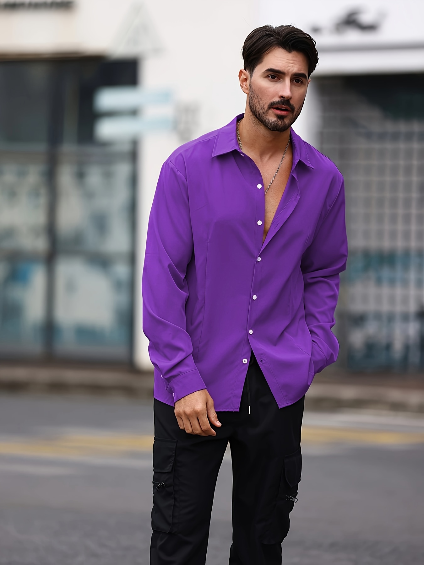 Purple sales work shirt