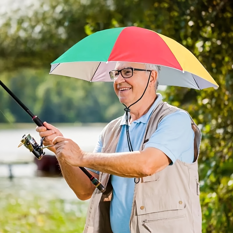 Paraguas montado en la cabeza anti-UV, sombrero de paraguas plegable para  la cabeza, sombrilla para la lluvia, paraguas para pesca, camping