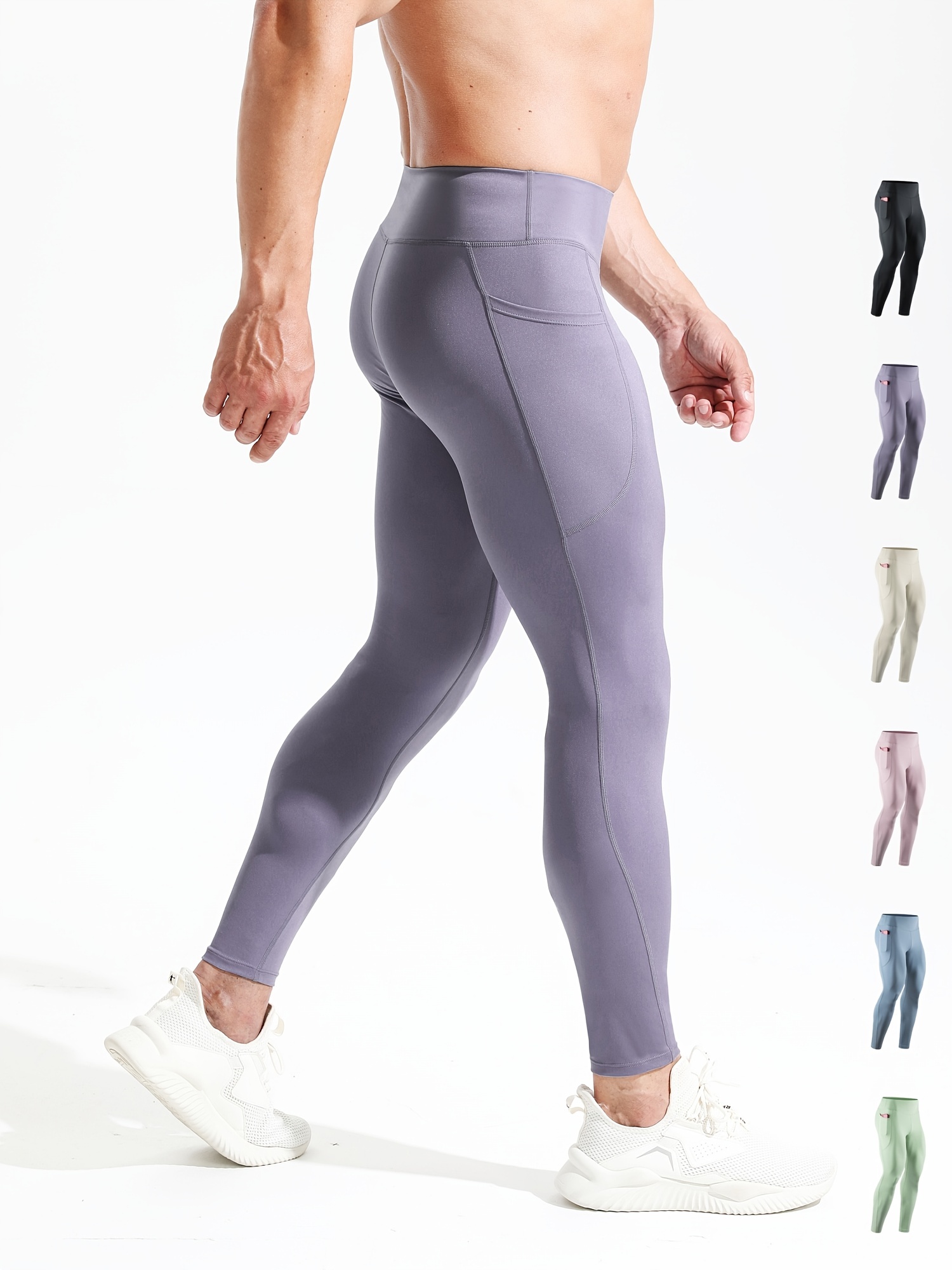 Legging de compresión de cintura alta para hombres, pantalones interiores  deportivos para entrenamiento, fitness, carrera, maratón, yoga