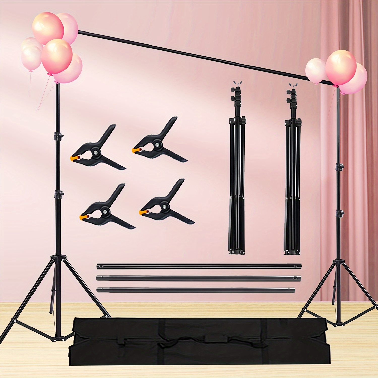 Backdrop Stand Kit 7x7ft/2x2m,adjustable Photo Video Studio Background  Stand Backdrop Support System For Wedding Parties,birthday, Portrait  Photography With 4 Clamps And Carrying Bag, Don't Miss These Great Deals