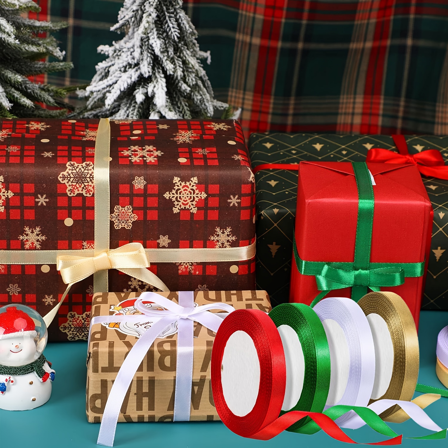 Ruban de Noël, flocon de neige Imprimé Ruban cadeau de Noël pour emballage  cadeau Arbre de Noël Emballage Gâteau Décoration de Noël Bricolage  Artisanat Ribb de Noël