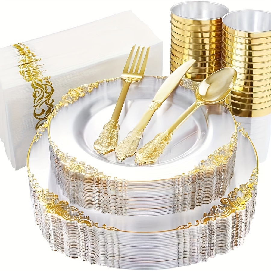 Cubiertos de plástico plateado – Paquete de 150 – Tenedores desechables  cucharas, cuchillos, elegantes cubiertos de plástico, cubiertos de plástico