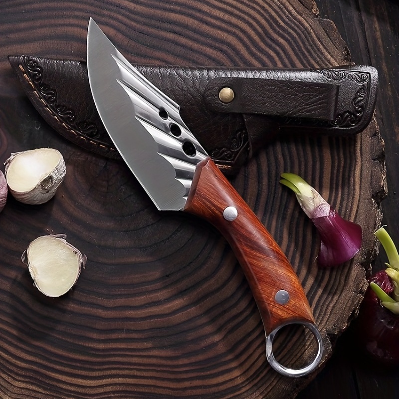 Hand Hammered Forged Dual Purpose Round Head Kitchen Knife