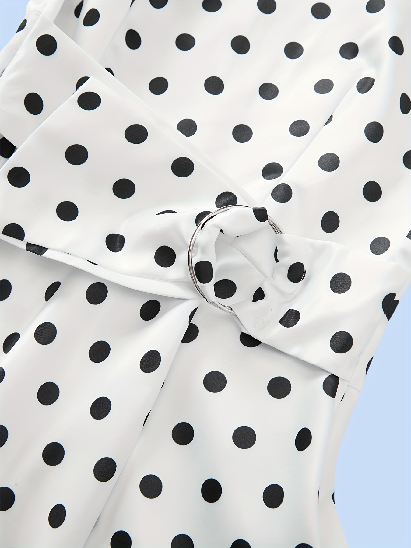 Contrast Panel Asymmetrical Hem Polka Dot Maxi Dress