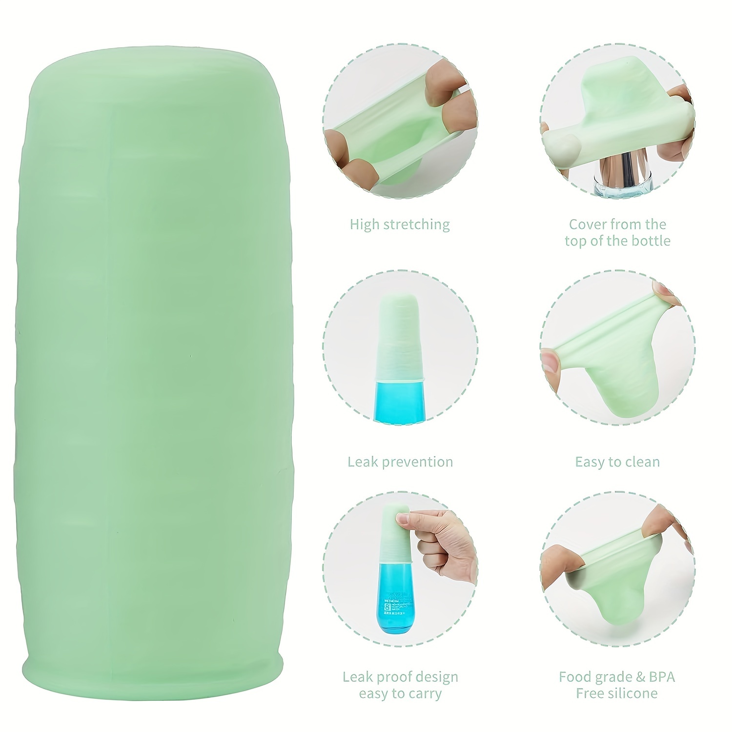 8Pcs Elastic Sleeves Toiletry covers for Leak Proofing, Silicone