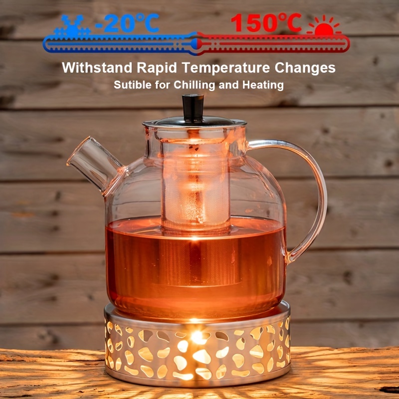 1pc, Teapot, Heat-resistant Glass Teapot, Glass Teapot With Tea Filter,  Thickened Glass Tea Pot With Wooden Handle, Glass Teapot For Ceramic Stove