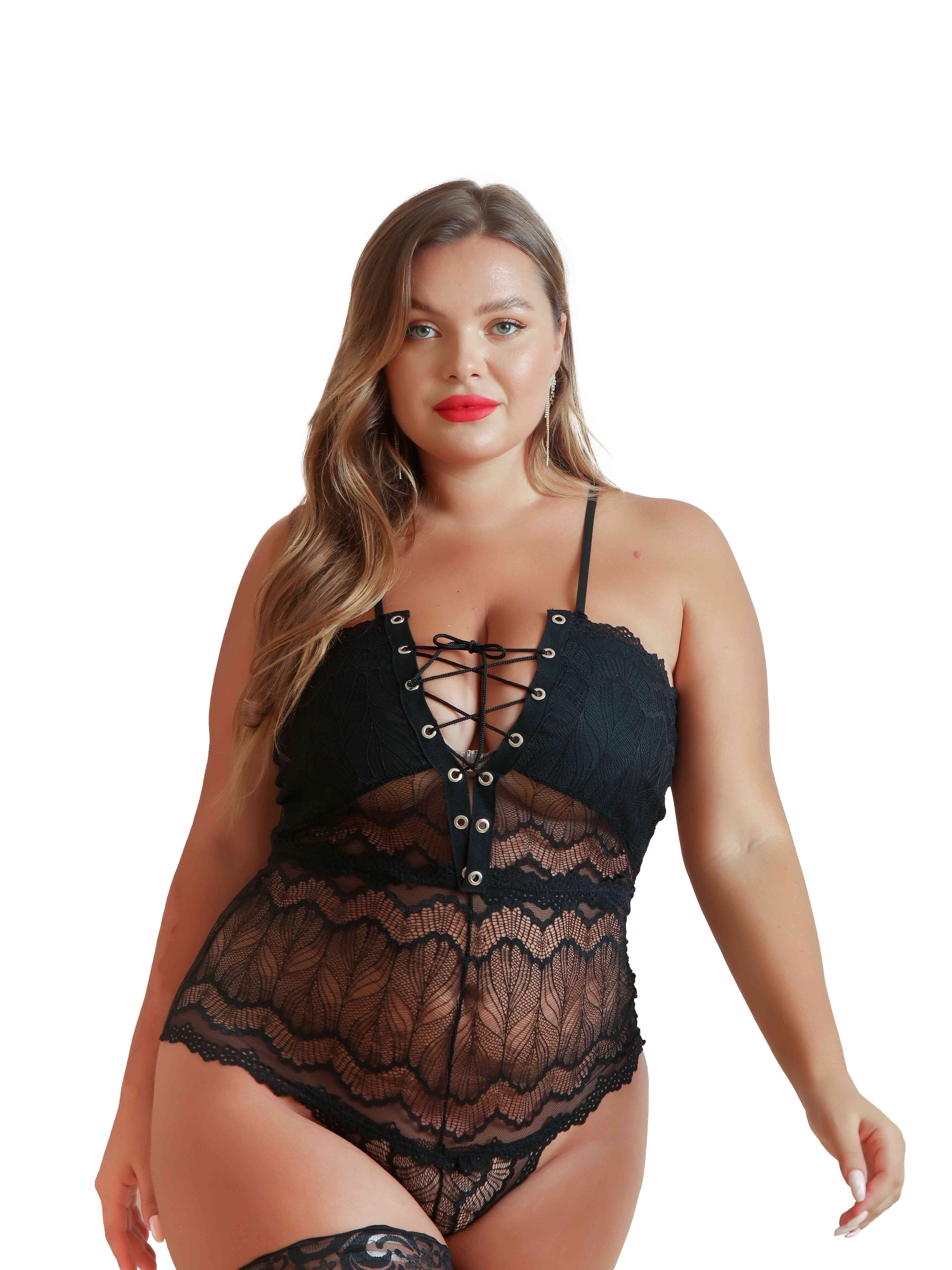 Plus Size Sexy Teddy Bodysuit Women's Plus Contrast Lace - Temu