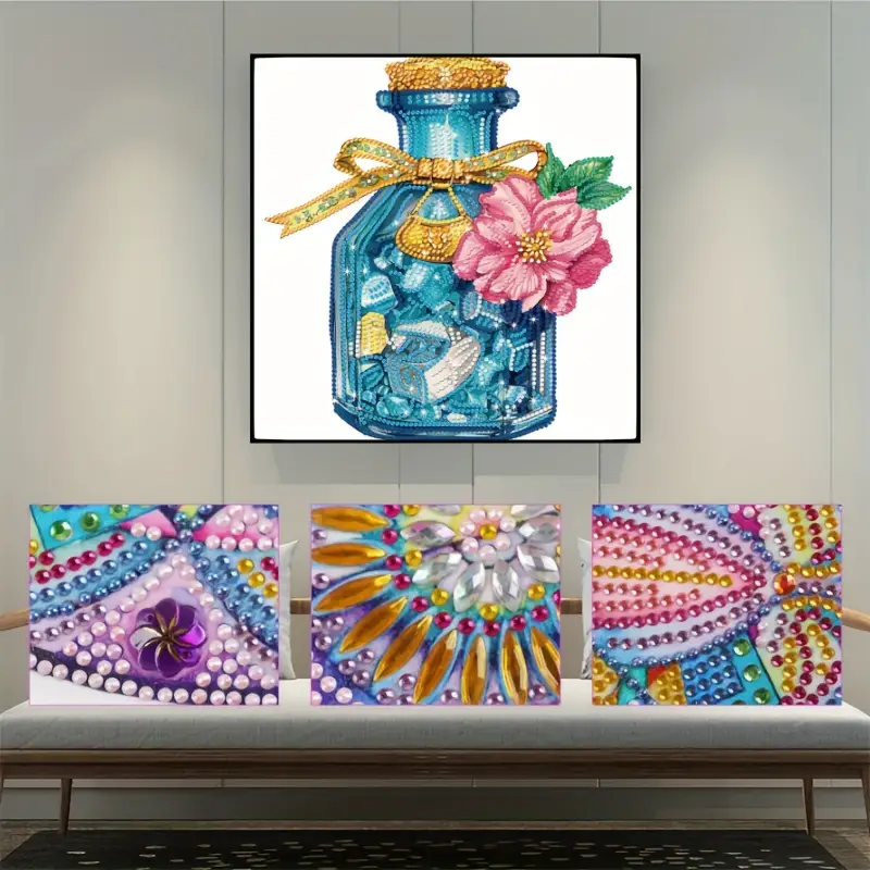 Diy 5d Diamond Painting Kit Glass Bottle Flower Shaped Diamond Size, Water  Diamond, Datura, And Crystal Diamond! - Temu