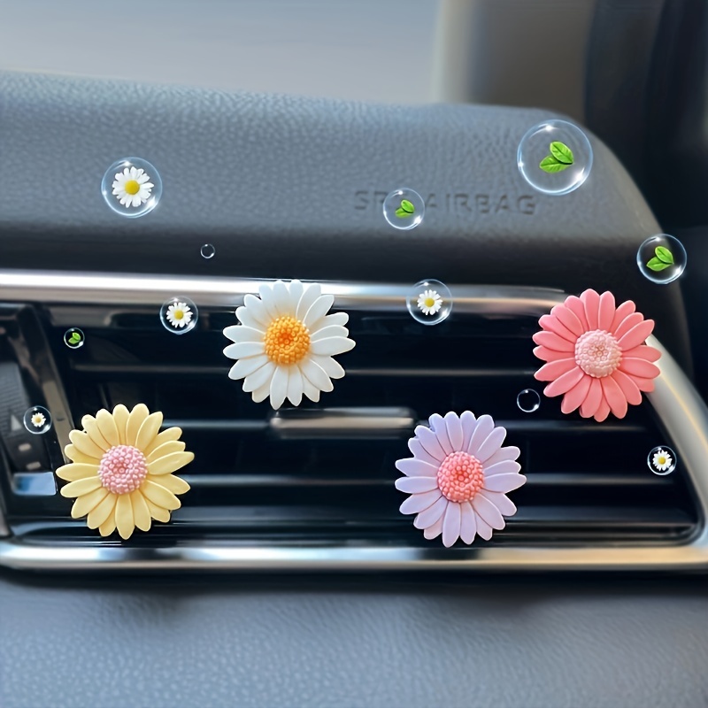 4 Stück Auto Air Vent Clip Aromatherapie, niedliche Cartoon Blumen