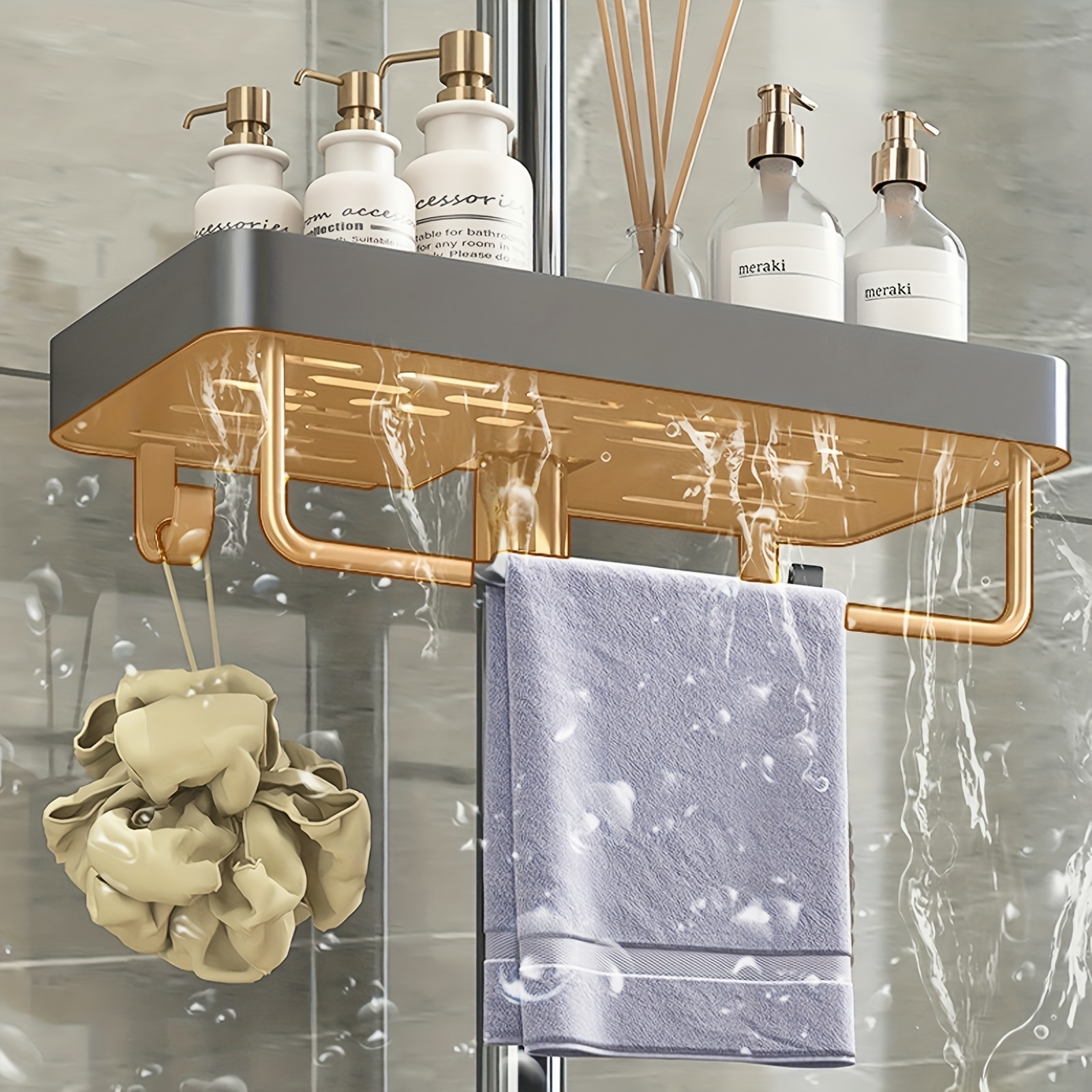 Bathroom Hardware Acce Shelves Kitchen Wall Shelf Shower Shampoo