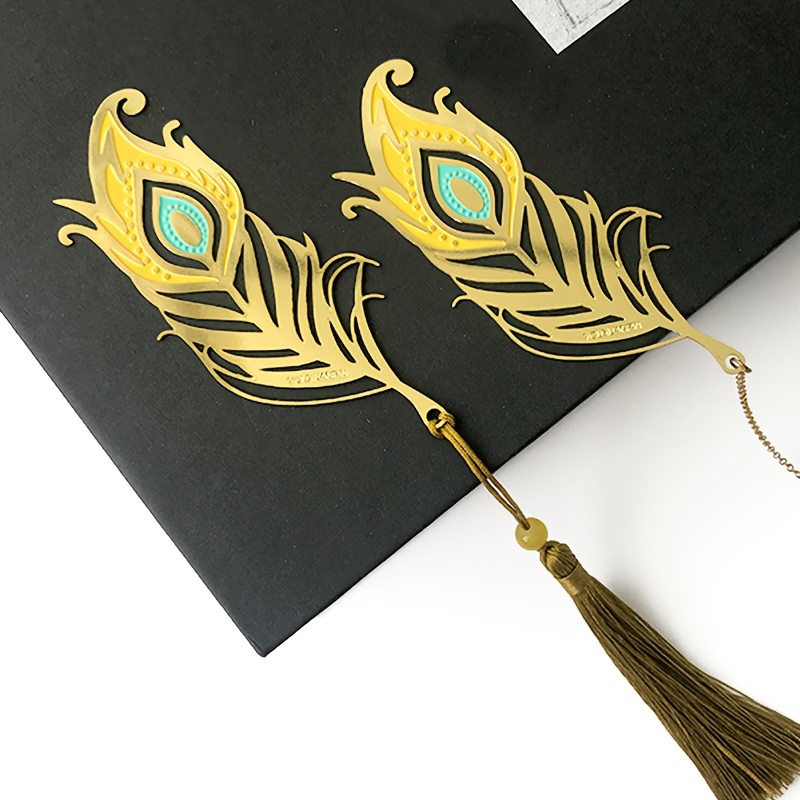 Metal Peacock Bookmark With Tassel. Gold Bookmark, Reader Gift