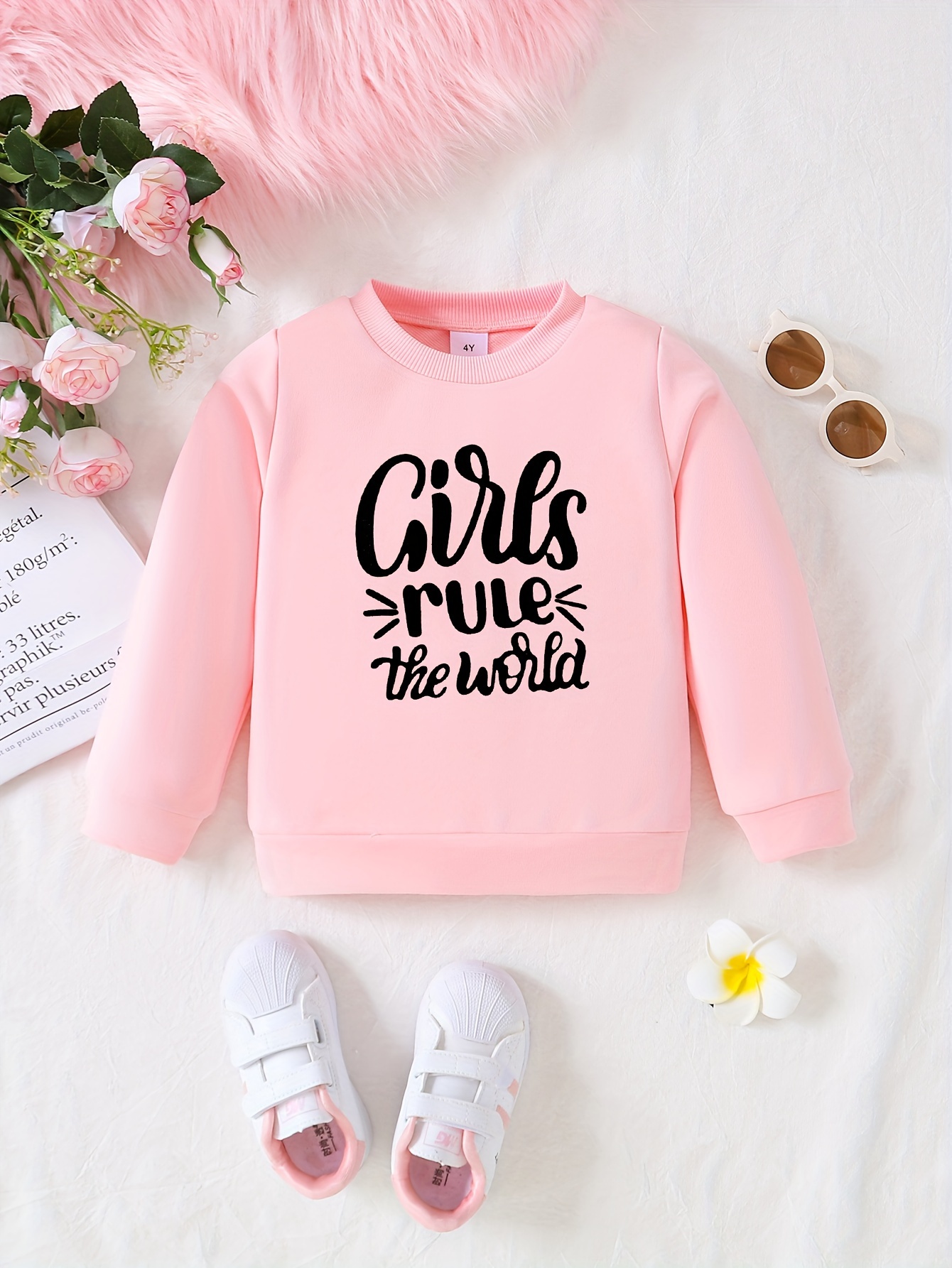 Toddler Girls Pullover Sweatshirt Cartoon Letter Print - Temu Ireland