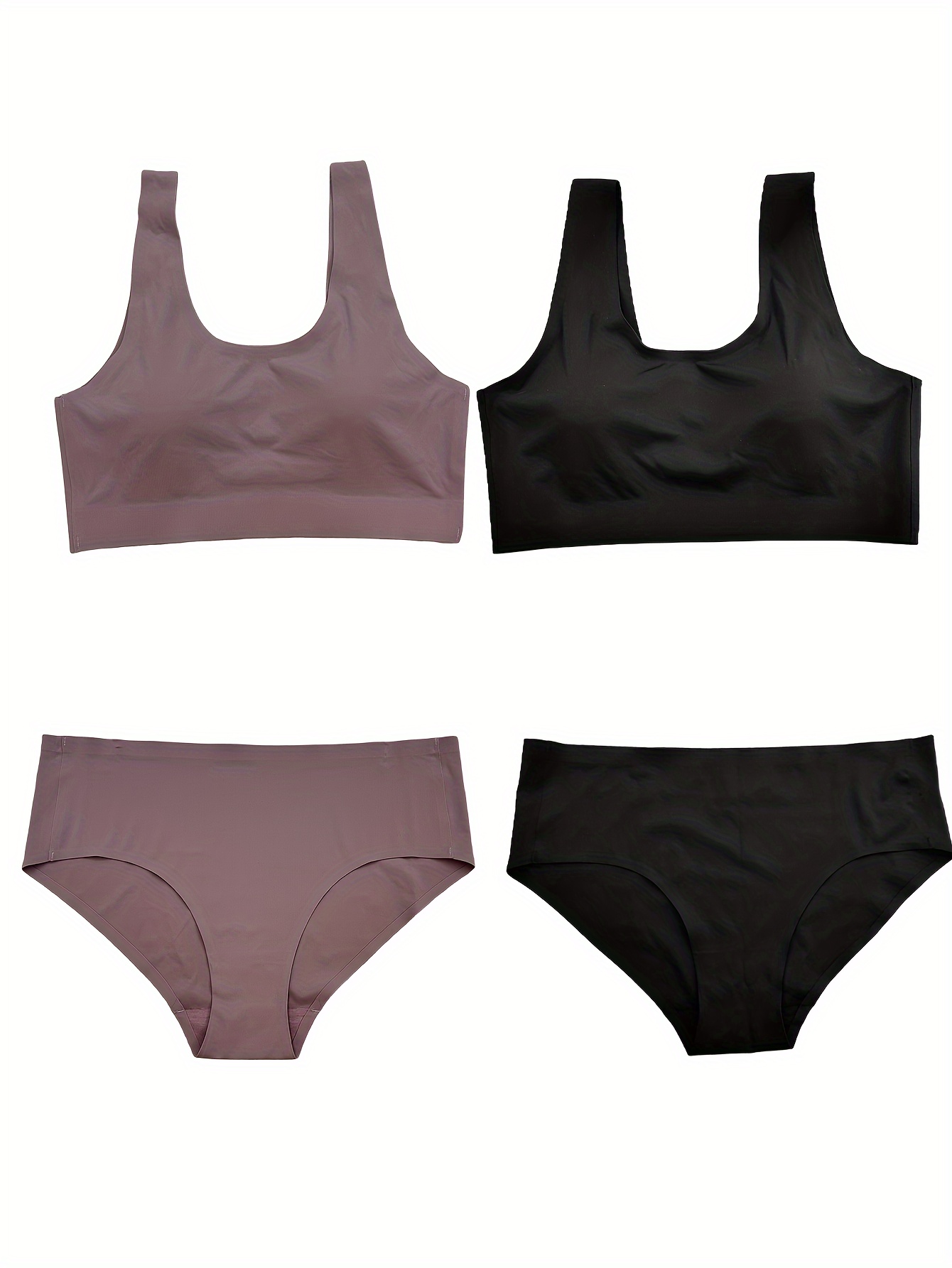 Pack of 2 Seamless Back-Open Bra & Panties Set