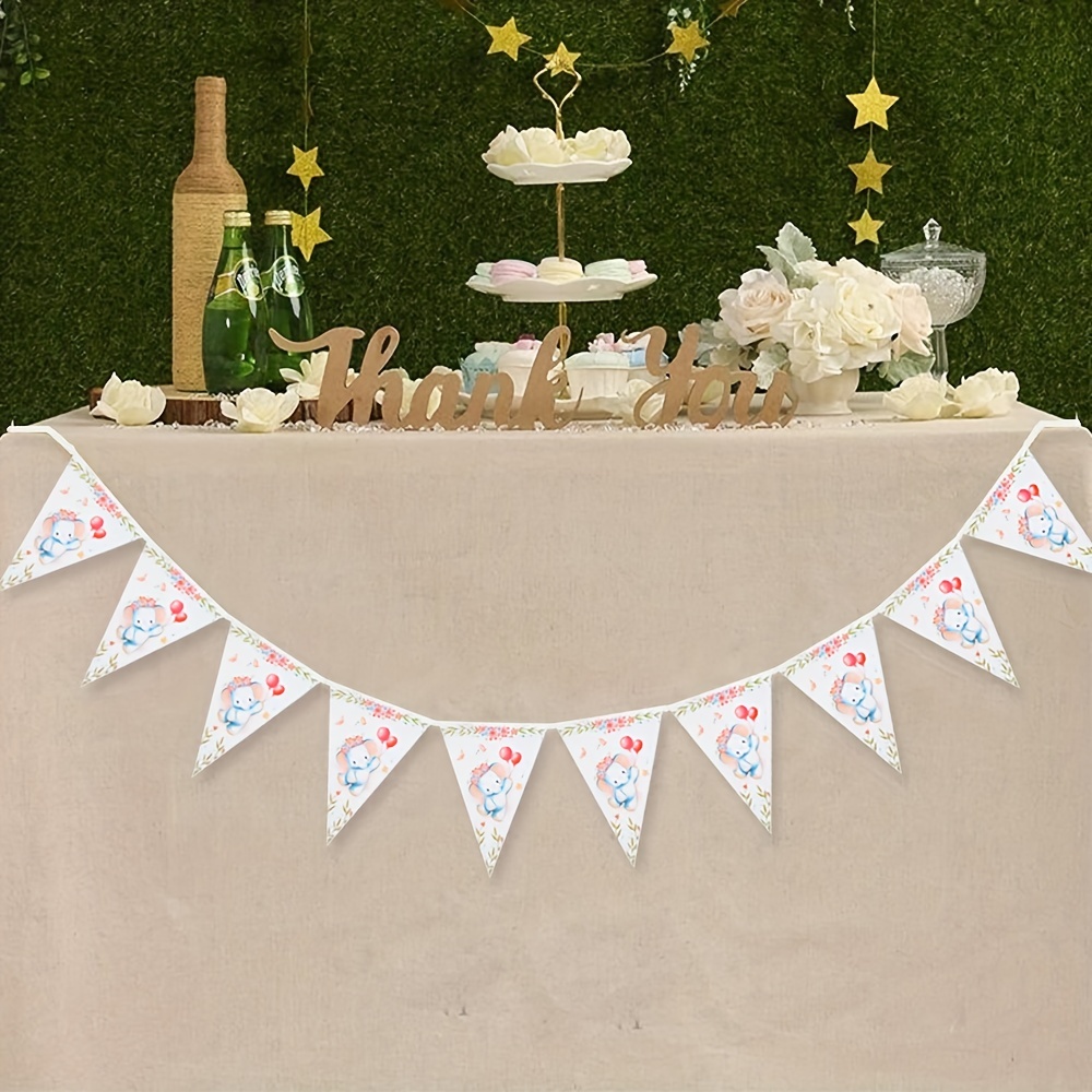 Elephant Birthday Party Triangle Flags 2 Meters With Flags, Party