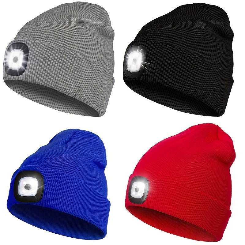 Led Lighted Beanie Hat,Usb Rechargeable Hands Free Hat With Light