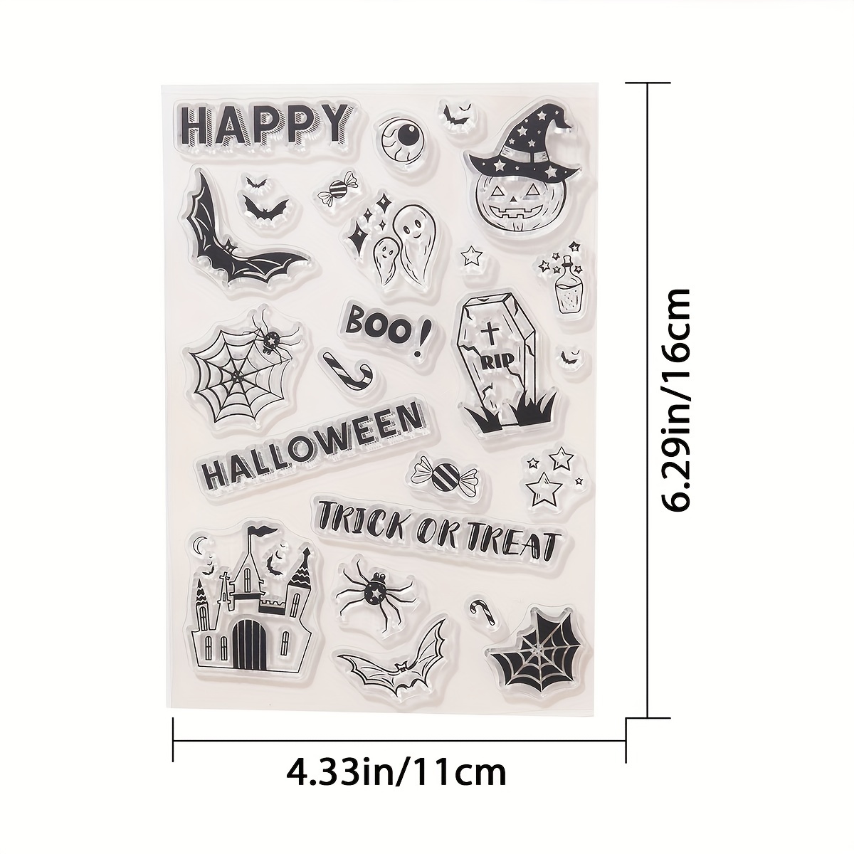 NZJ Clear Halloween Web Silicone Stamp - 4.3 X 6.3 Inch Transparent Background Stamp For Scrapbooking, Journals & Card Making