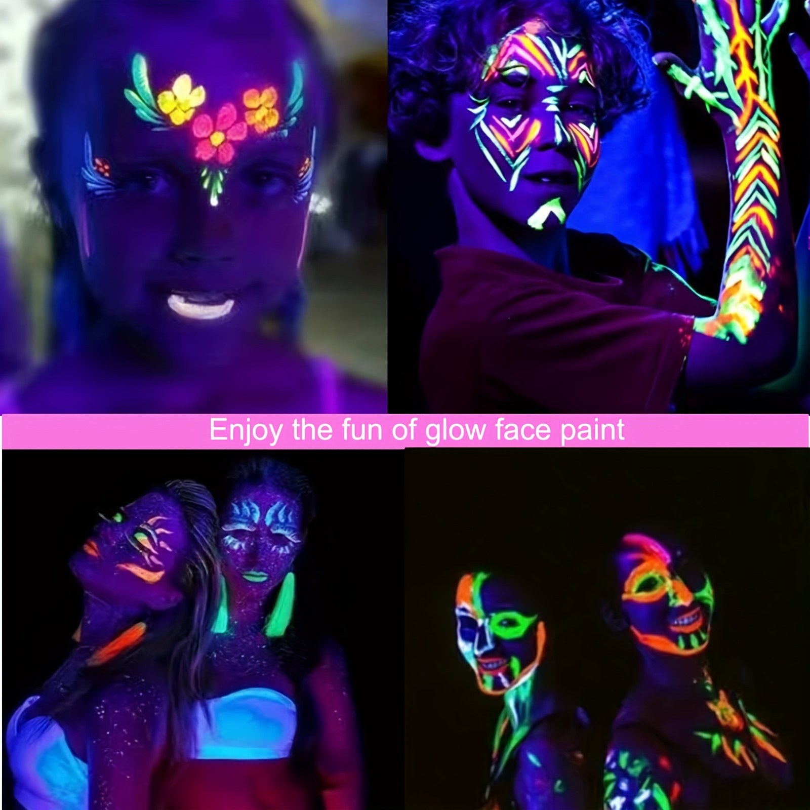 12 Pcs Glow in The Dark Body Face Paint Neon Glow in The Black