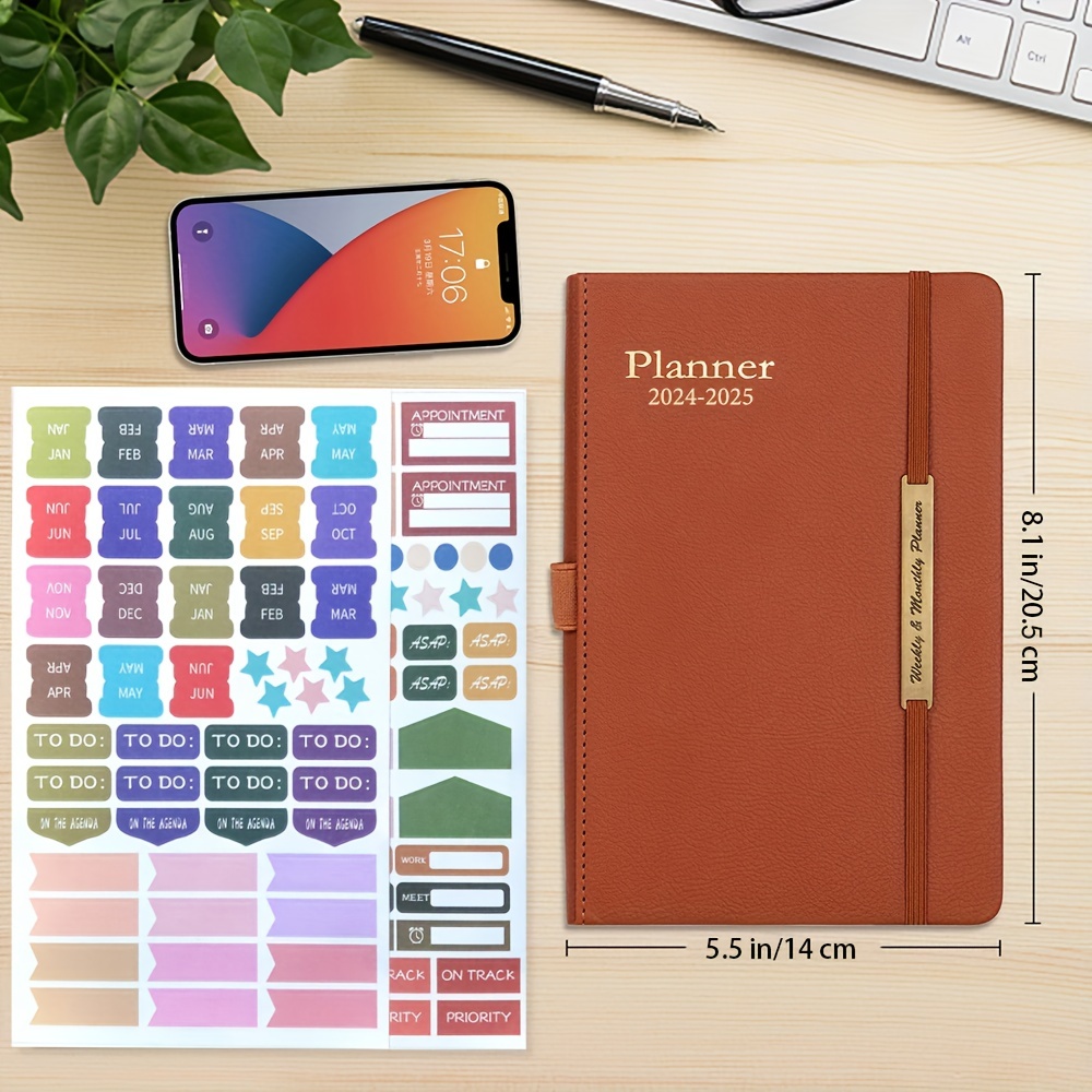 2024-2025 Planner 18 Months Weekly & Monthly Planners, Academic Year  Calendar ( January 2024 - June 2025 ) Agenda Notebook With Stickers, Inner  Pocket