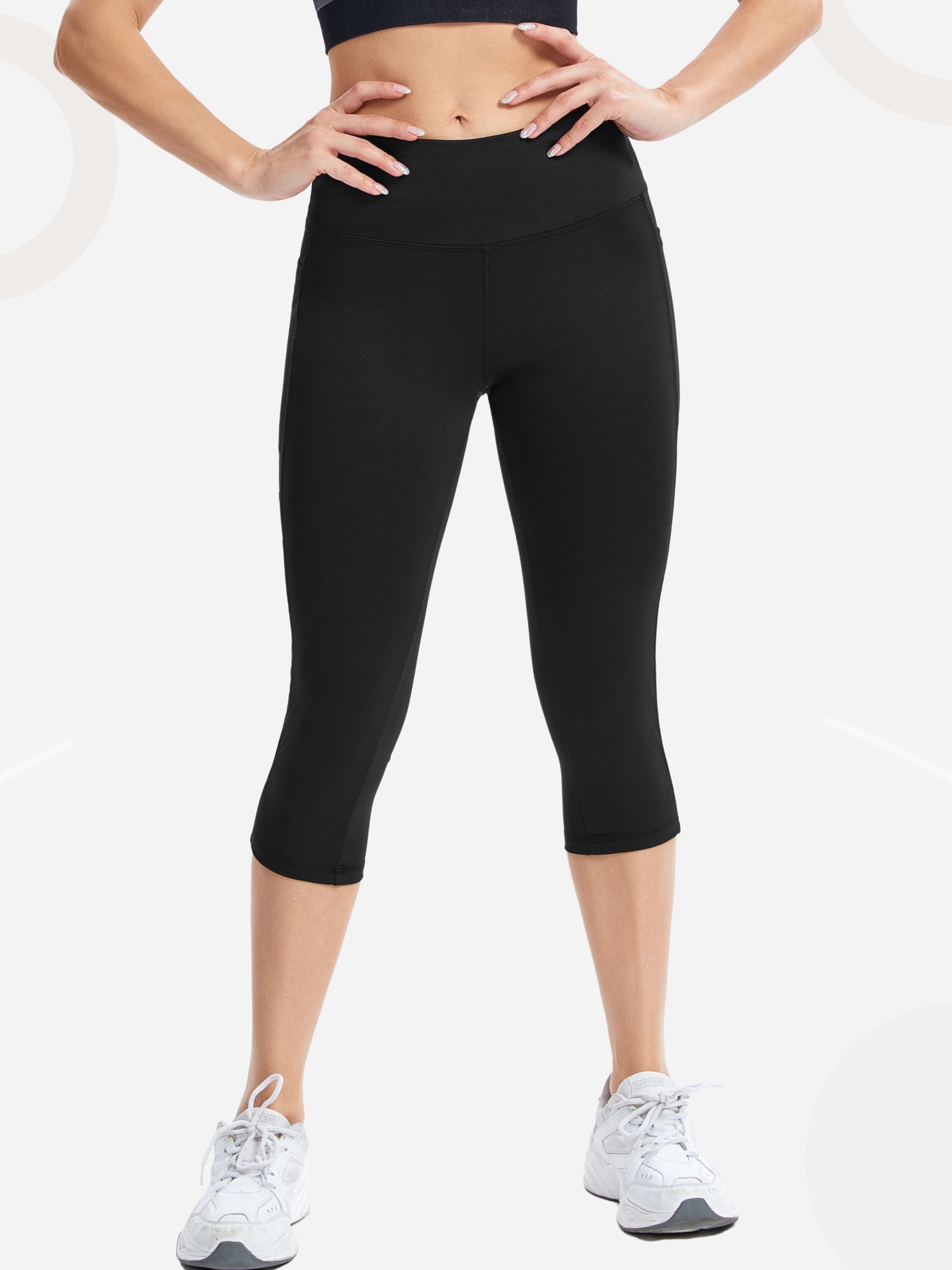 Capri Workout Leggings With Pockets For Women Tummy Control High Waisted  Yoga Pants, Women's Activewear