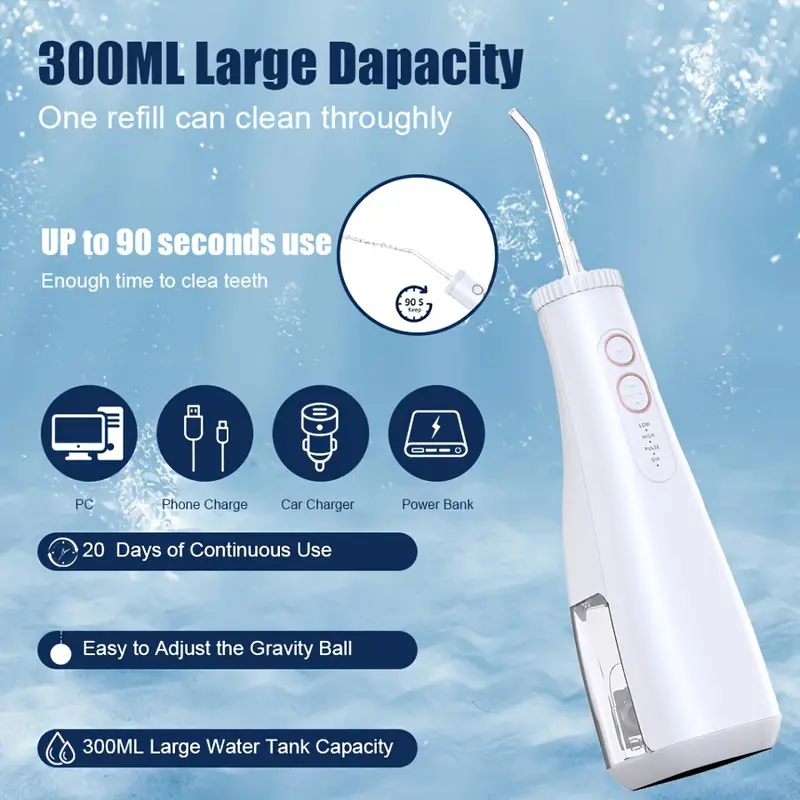 Professional Oral Hygiene Oral Irrigator IPX7 Waterproof  Tips Oral Care Appliances Rechargeable Water Flosser Cleaning details 2