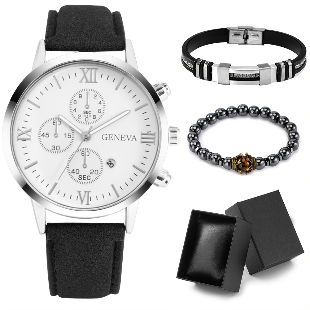 reloj hombre Conjunto de reloj de pulsera con personalidad para hombre, relojes  de cuarzo negro para