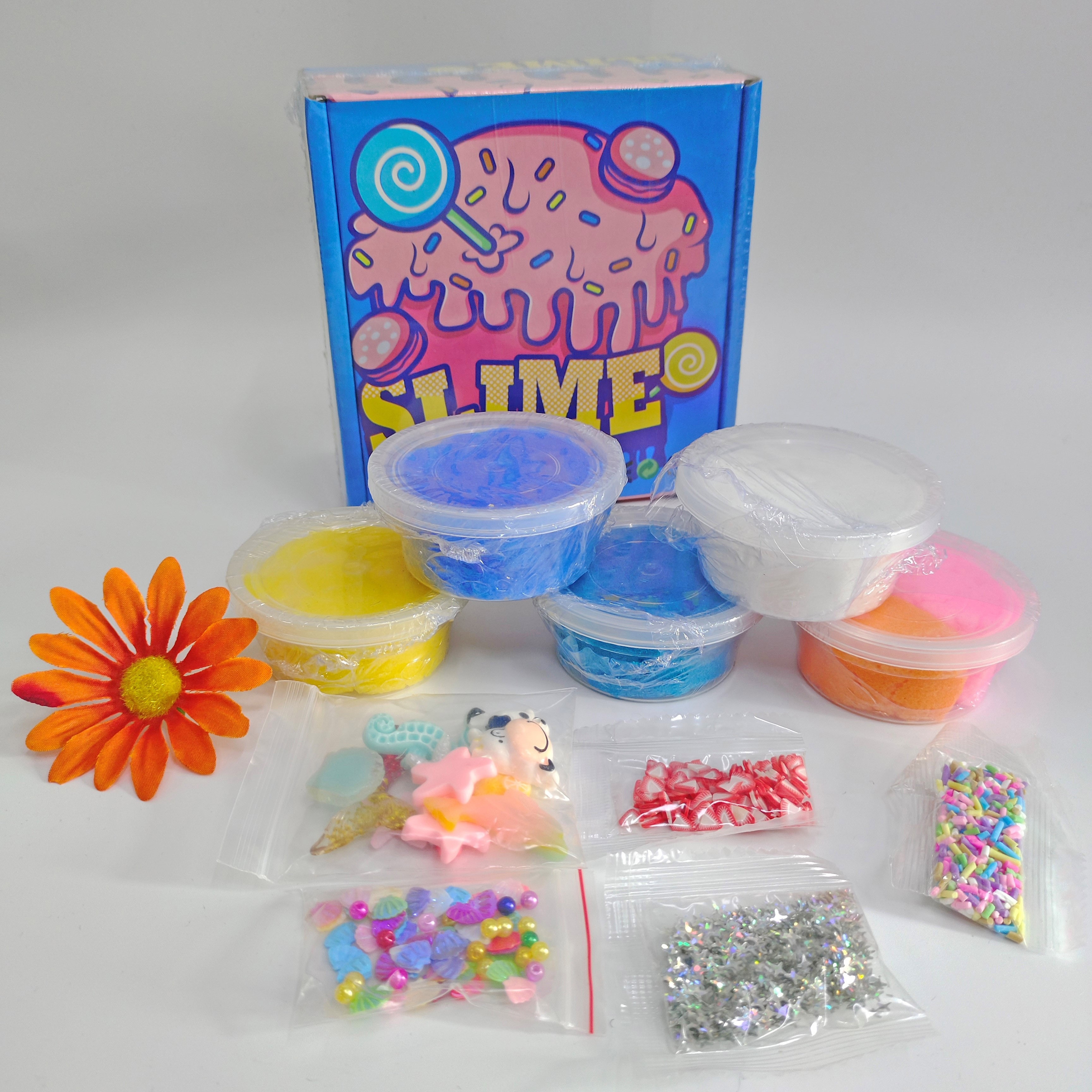 Clear Slime Kit-2 Pack Jelly Crystal Crunchy Slime Kits for Kids Adult,Non  Sticky,Super Soft Sludge Toy,Birthday Gifts for Kids,DIY Crystal Glue Boba