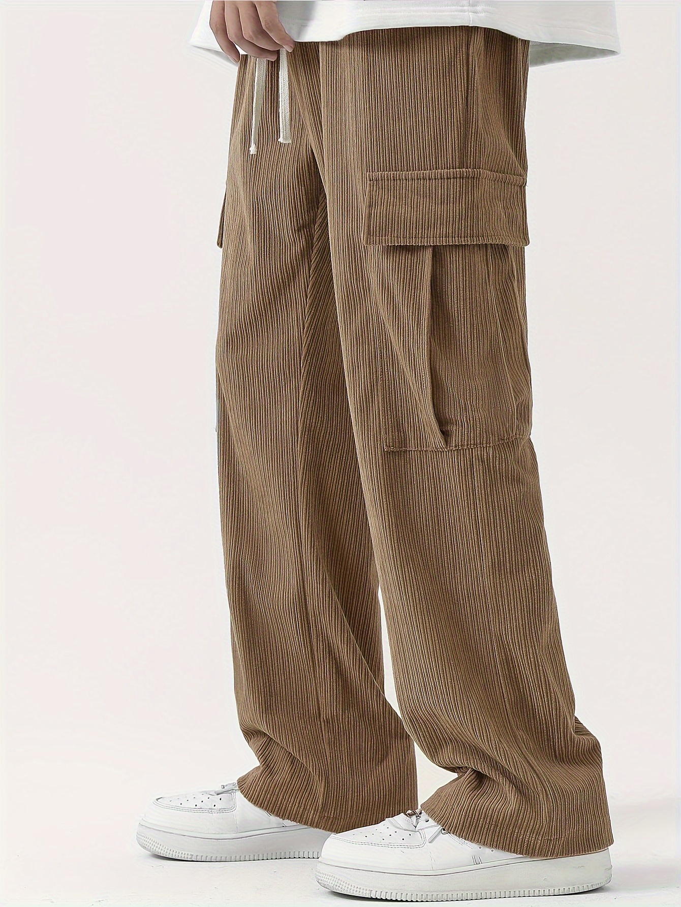 Pantalones Cargo para hombre, pantalón de trabajo de pierna recta, de  algodón, holgado, informal, con múltiples