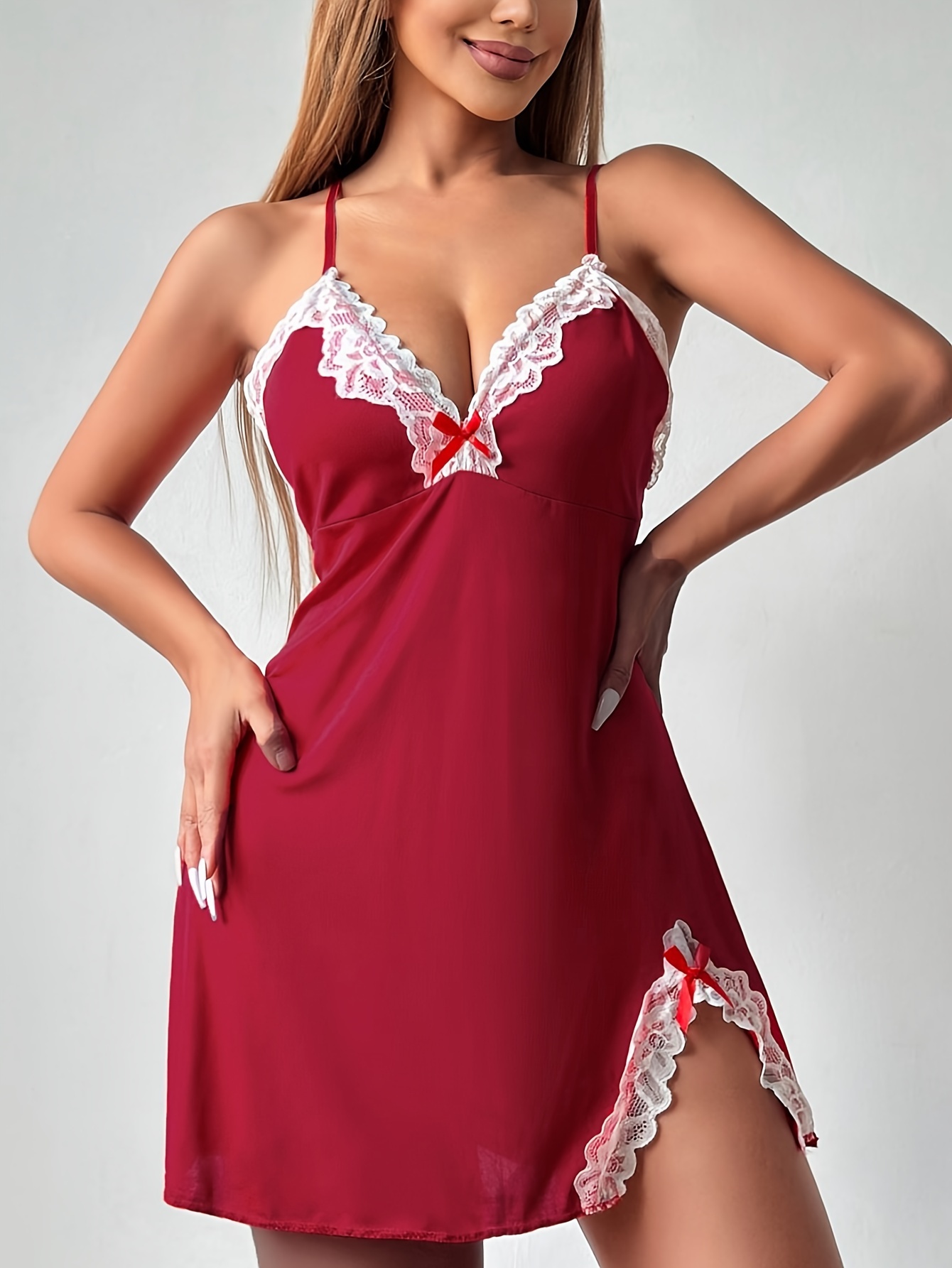 Qwent Nightdress V-Neck Womens Nightgown Lingerie Satin Chemise Lingerie  Sexy Nightie Slips Sleep Dress Sexy Slips Sleepwear : : Clothing,  Shoes & Accessories