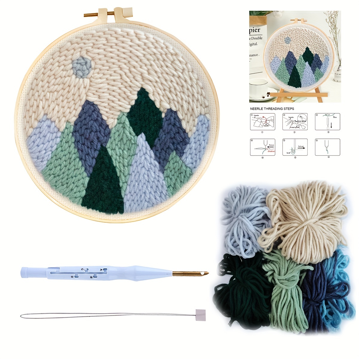 Punch Needle Starter Kit With An Embroidery Pen And Hoop For - Temu