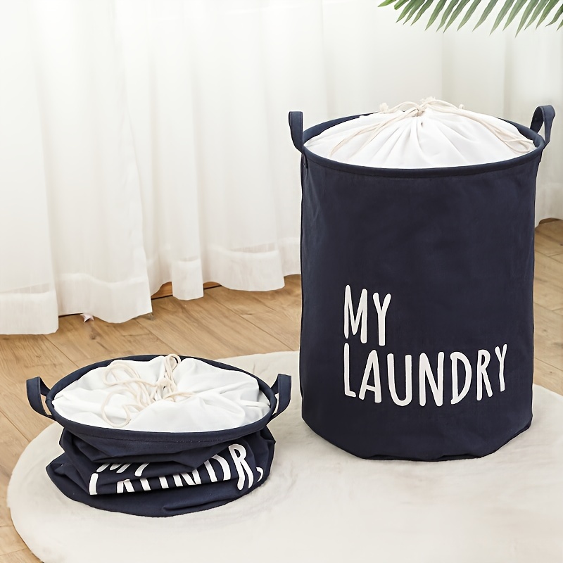 1pc Collapsible Laundry Baskets, Cylinder Laundry Bucket, Folding  Drawstring Laundry Basket, Home Organization And Storage Supplies For  Bathroom Bedro