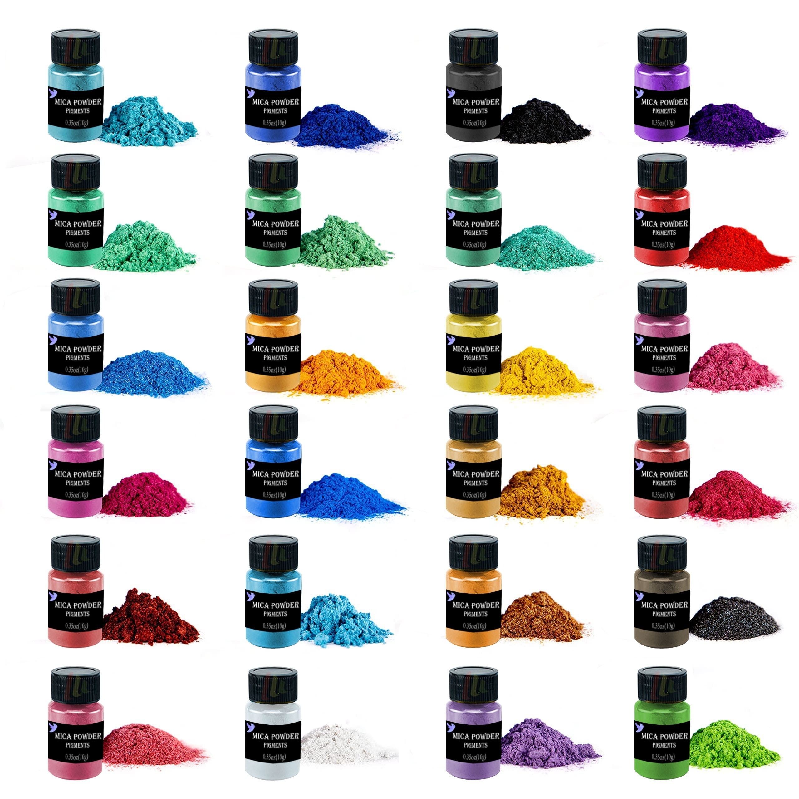 

10g, 24 Jars Mica Powder Pearlescent Pigment - Resin Epoxy Art Kit - Making, Candle Jars Colorful Jewelry Making Supplies