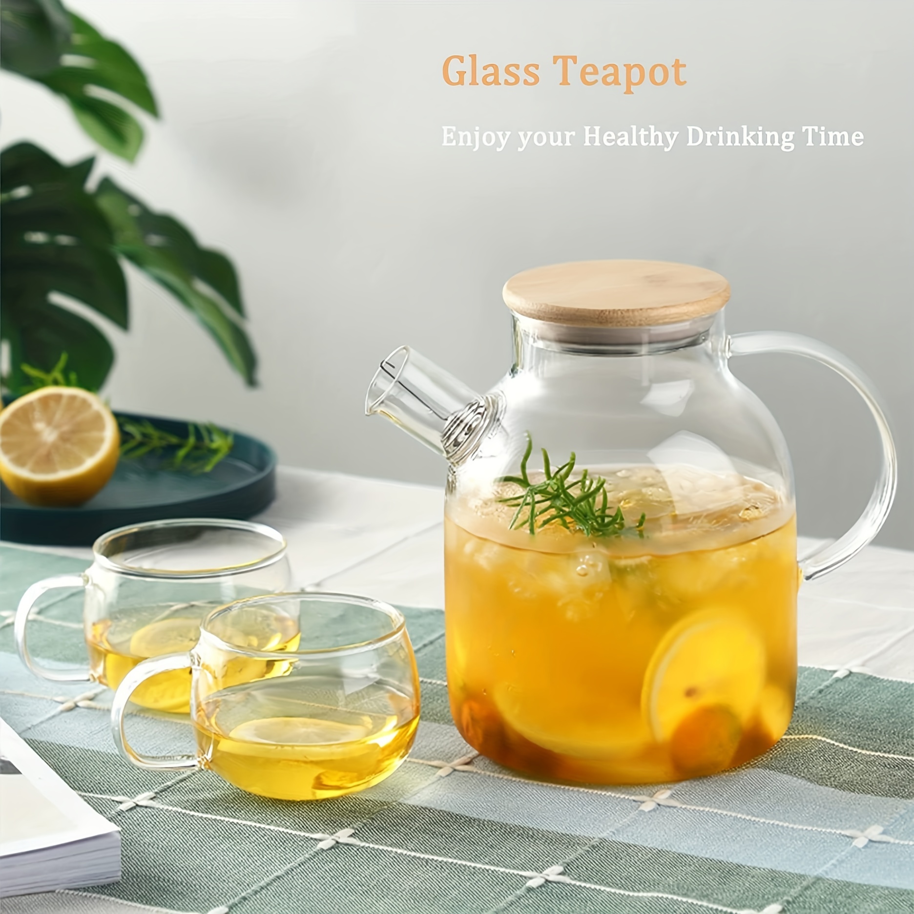 2000ml Glass Teapot Tea Kettles Pot with Infyser Boiling Water Kattle Teapot