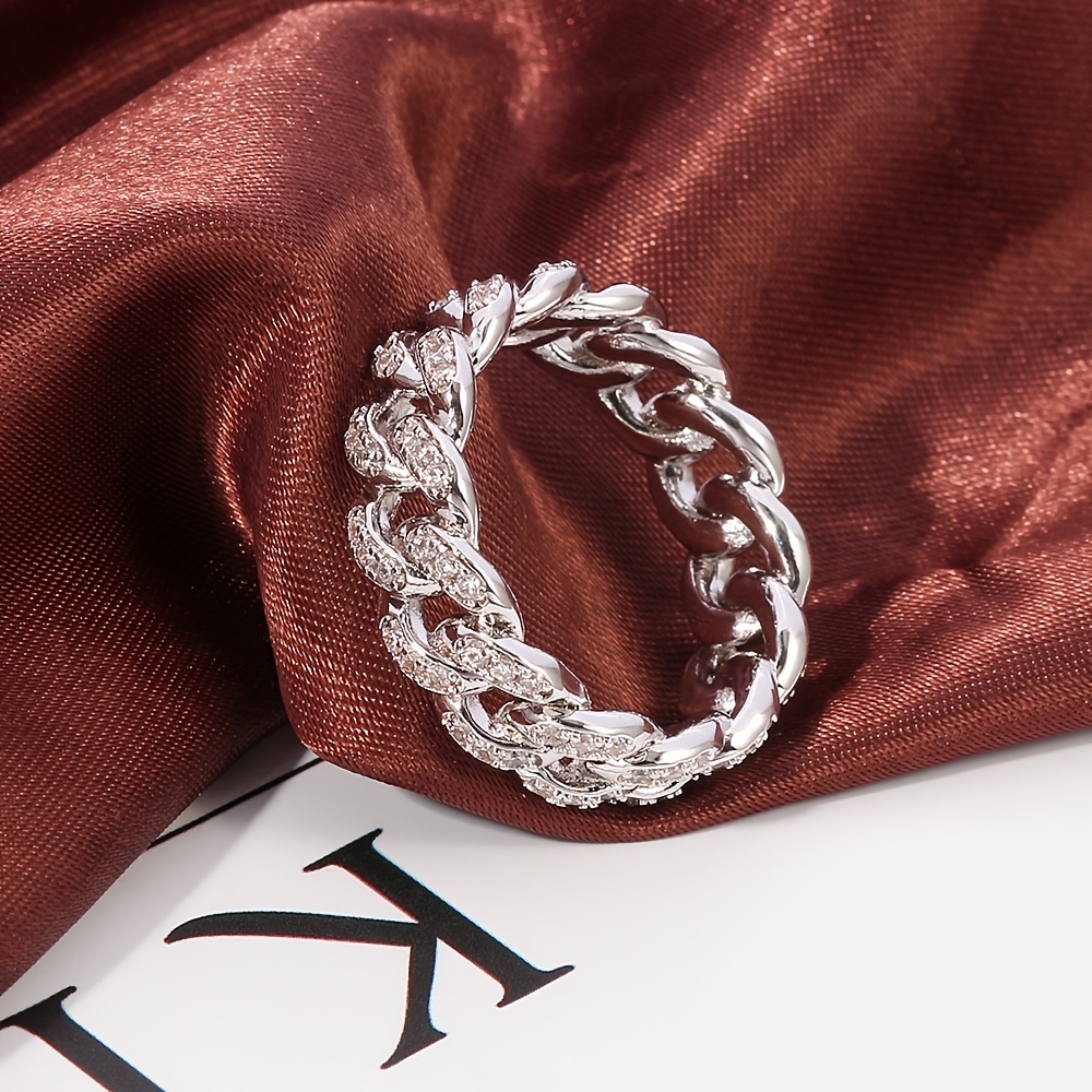 Men's Cuban Link Pave Ring with Artificial Diamonds