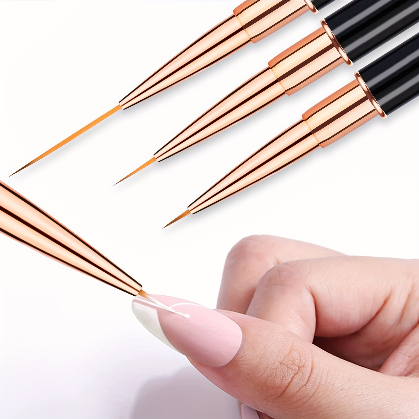 3pcs Nail Art Liner Brush Set, 7/9/11mm Thin Nail Art Brush for Short  Strokes, Long Lines, Details, Fine Designs 