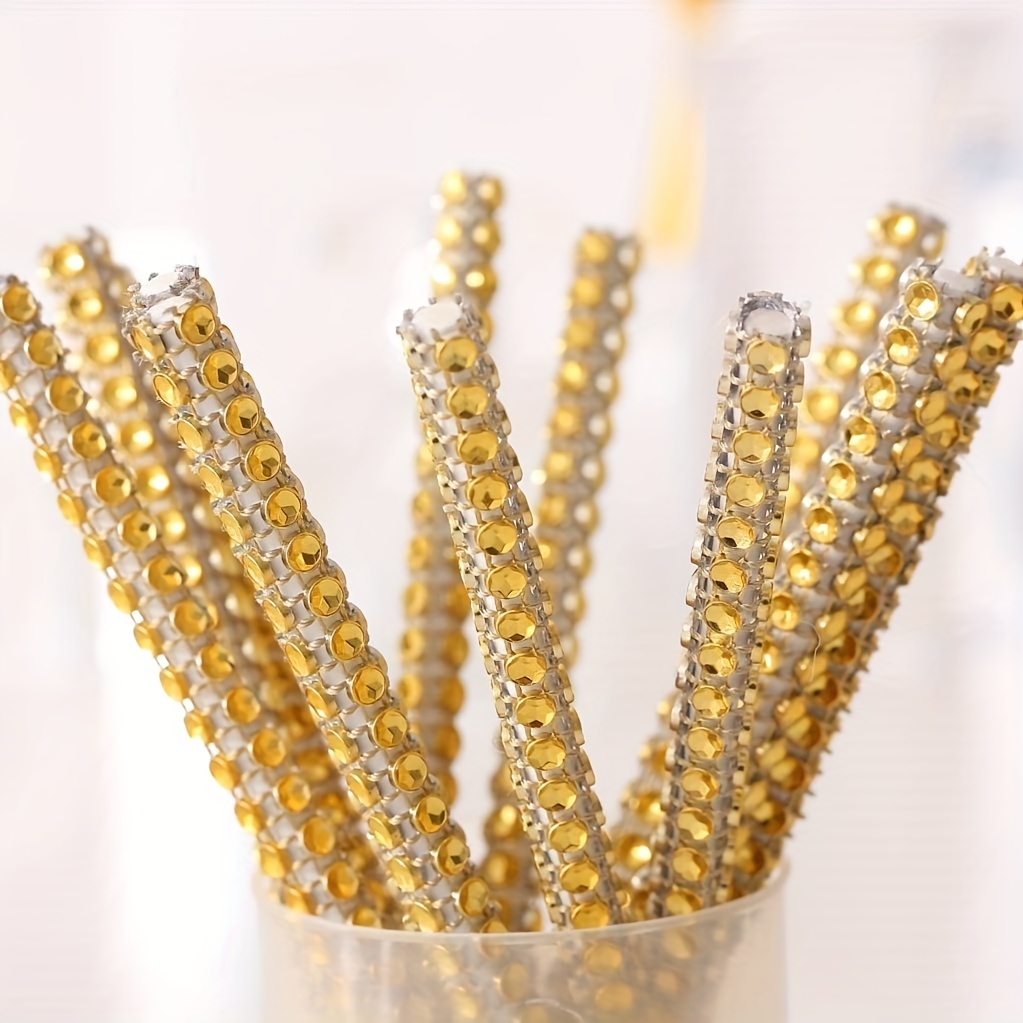 JOERSH 30Pcs Jeweled Candy Apple Sticks, Gold Bling Rhinestone