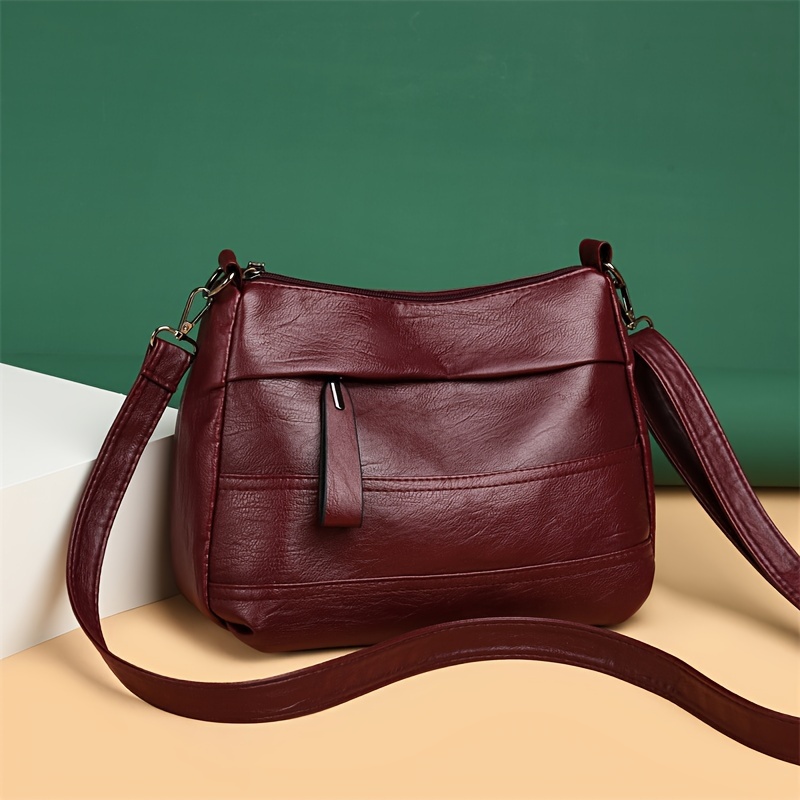 Fashion chain lady Sling bag Panelled color PU Leather Crossbody Bag For  Women 2023 new Wide strap Shoulder Messenger Bag Ladies