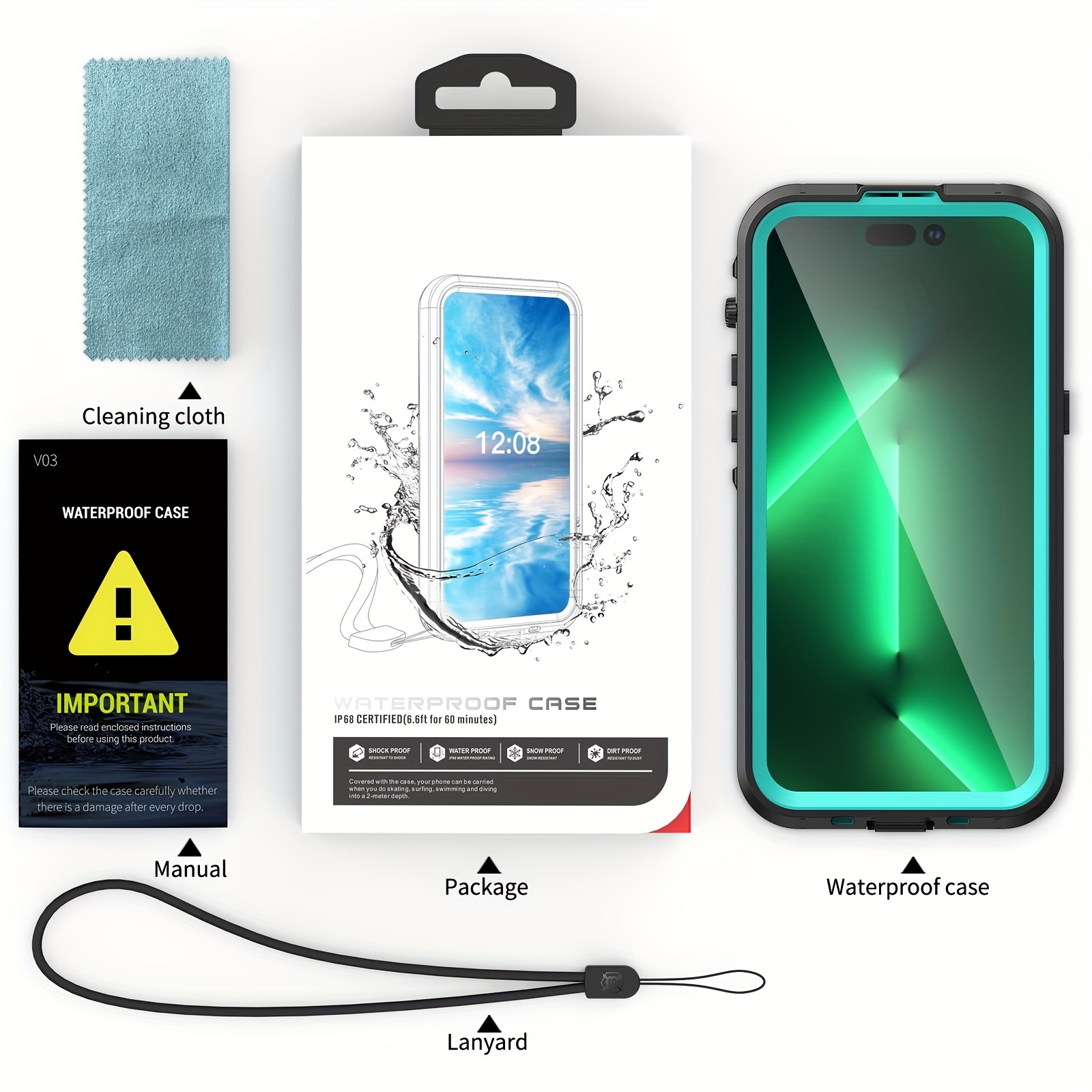  Funda impermeable para iPhone 13 Pro Max, funda de protección  de cuerpo completo para iPhone 13 Pro Max de 6.7 pulgadas, impermeable, a  prueba de golpes, a prueba de polvo con