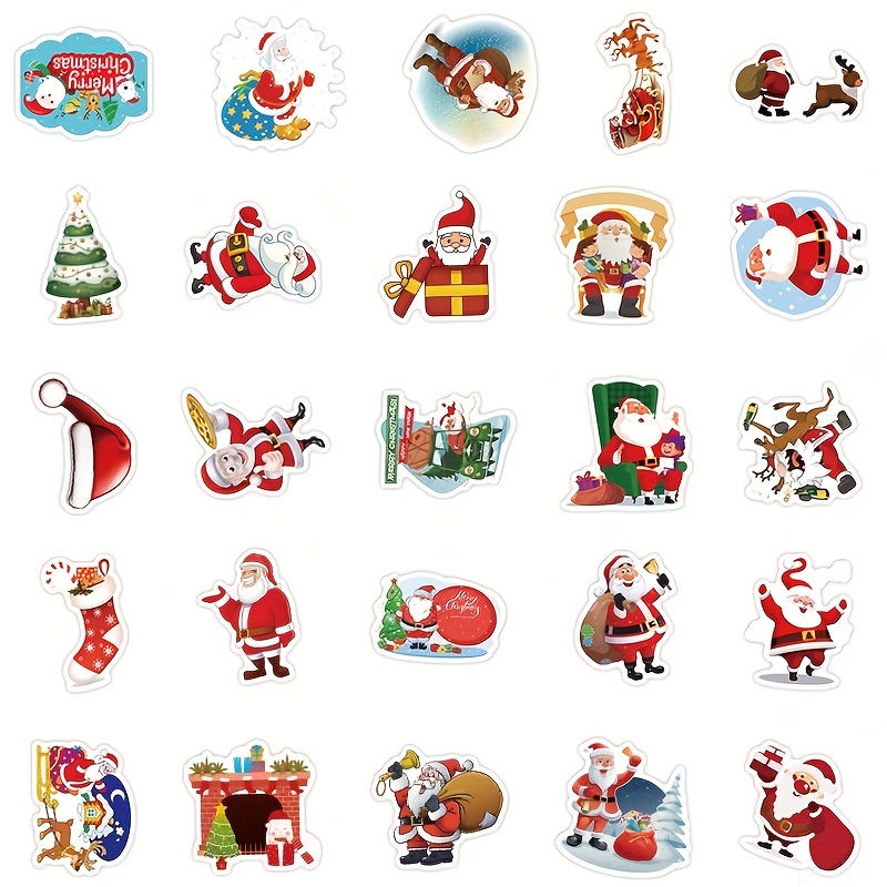 100pcs Merry Christmas Christmas Stickers Santa Claus Snowman