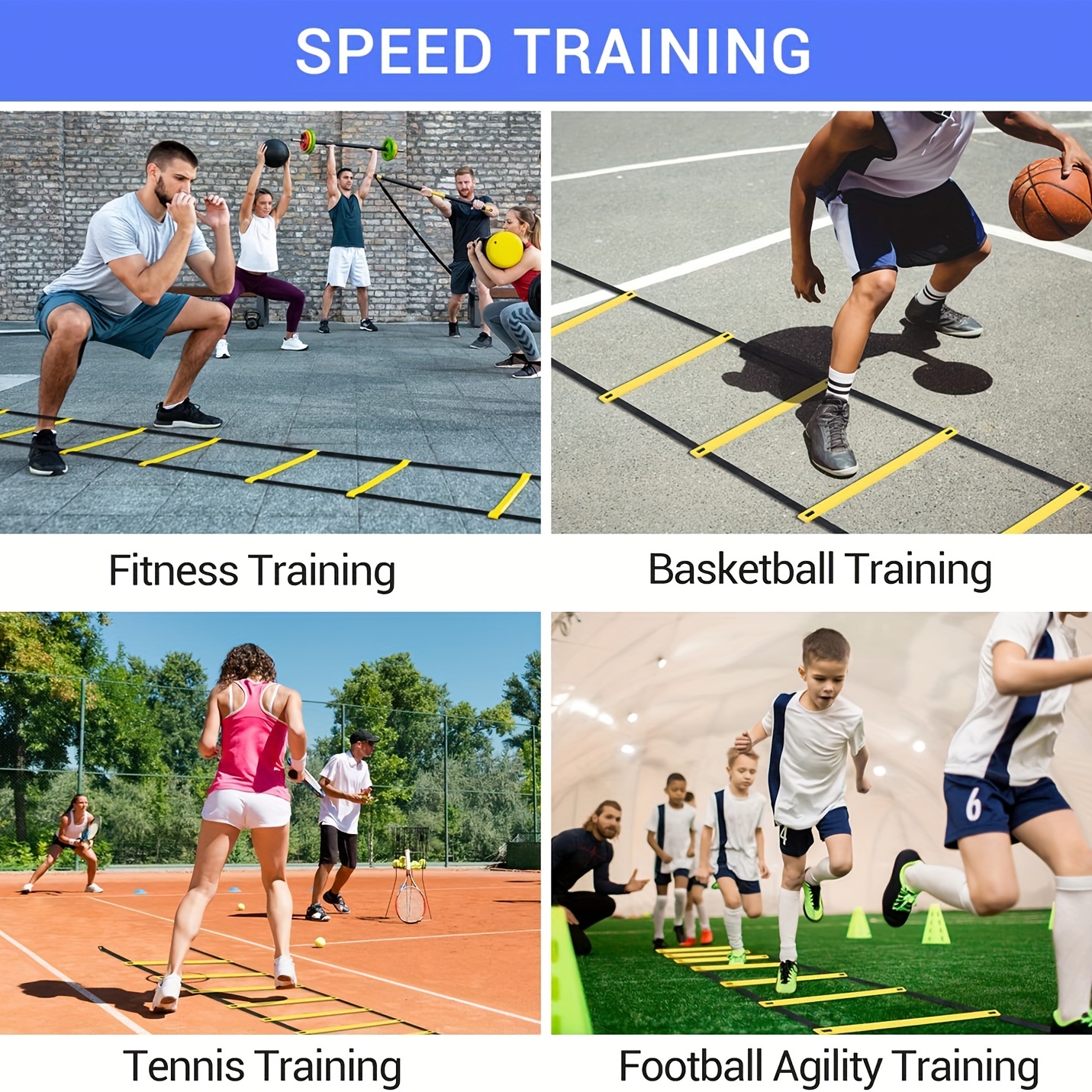 Échelle d'entraînement de vitesse de football pour adultes Échelle de  vitesse 6m Échelle d'agilité de 12 niveaux T-x