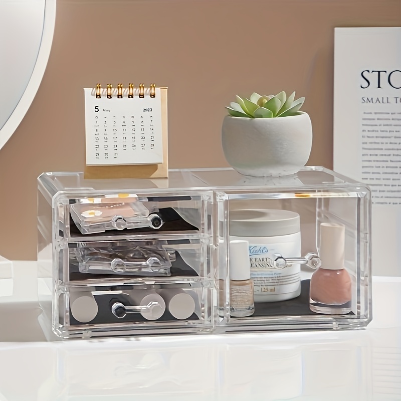 Stackable Makeup Organizer With Storage Drawers Acrylic - Temu