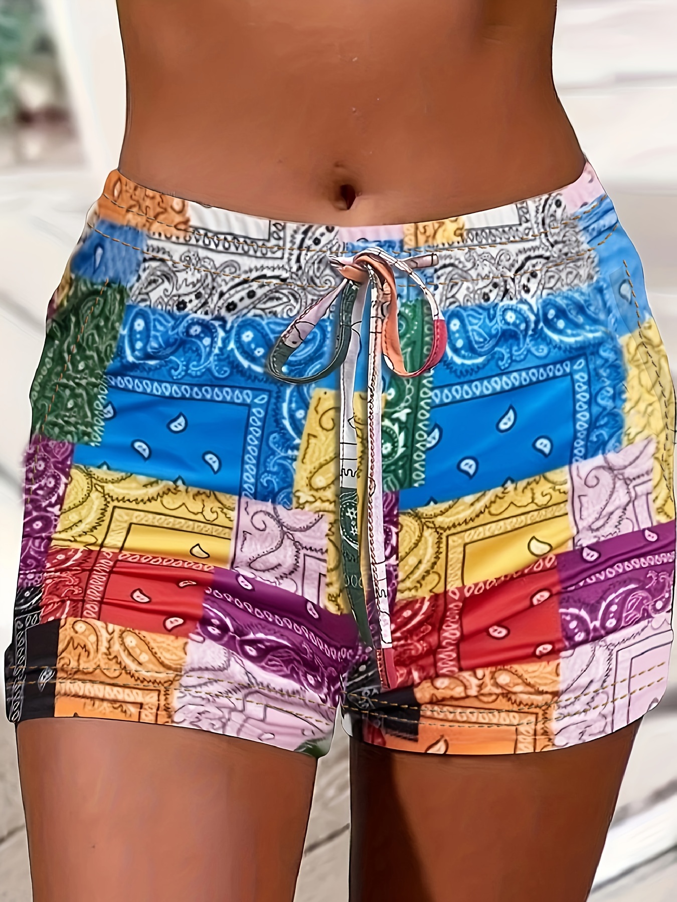 Allover Print Drawstring Shorts, Pantalones Cortos Casuales Para La Playa  Para Primavera Y Verano, Ropa De Mujer