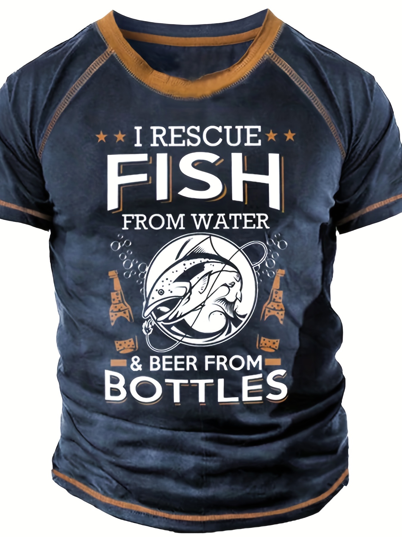Rescue Fish Water'' Print Men's Novelty T shirt Trendy - Temu Canada