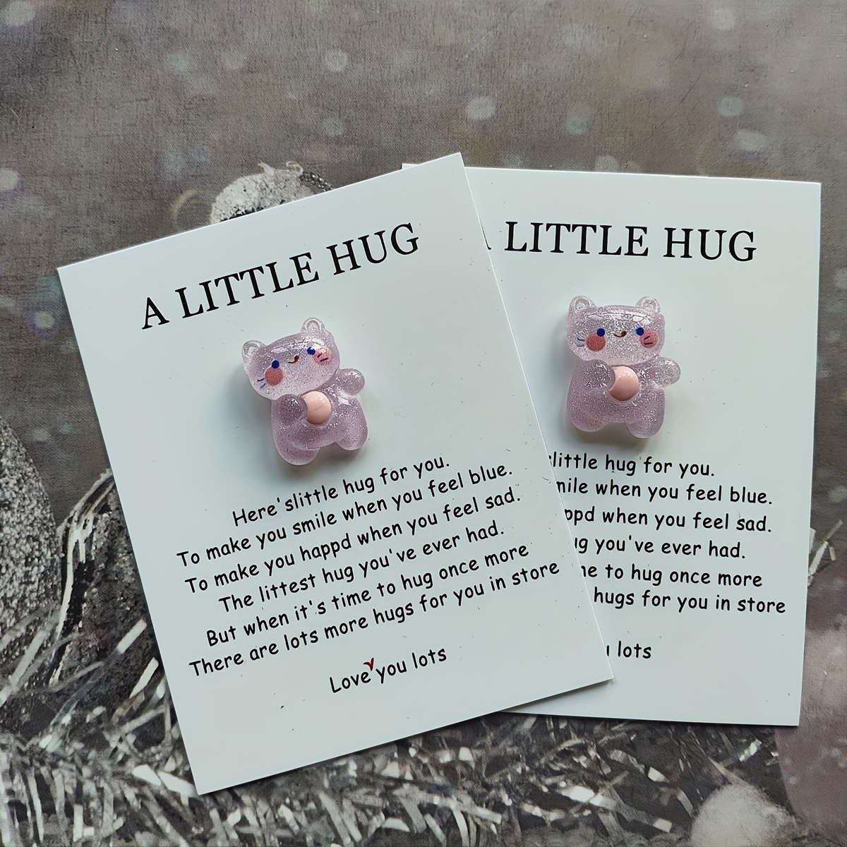 Cute Kitten Cat Hug Greeting Card, Cute Resin Animal Pocket Hug